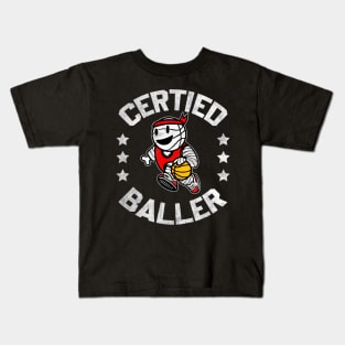 Certified Baller Cute Kawaii Basketball Design Kids T-Shirt